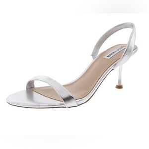 Steve Madden Elma Womens Leather Heels silver